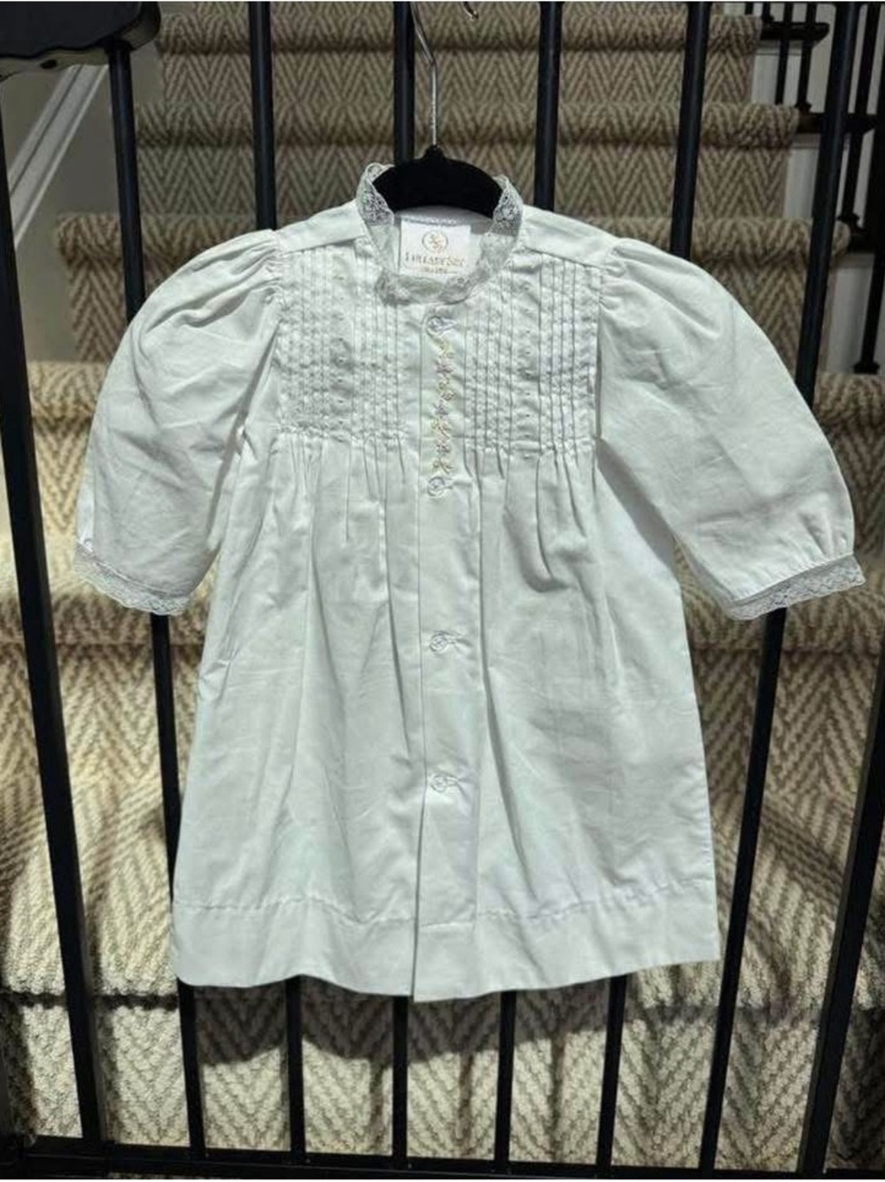 Lullaby Set White newborn gown Pleated Button-Front Dress